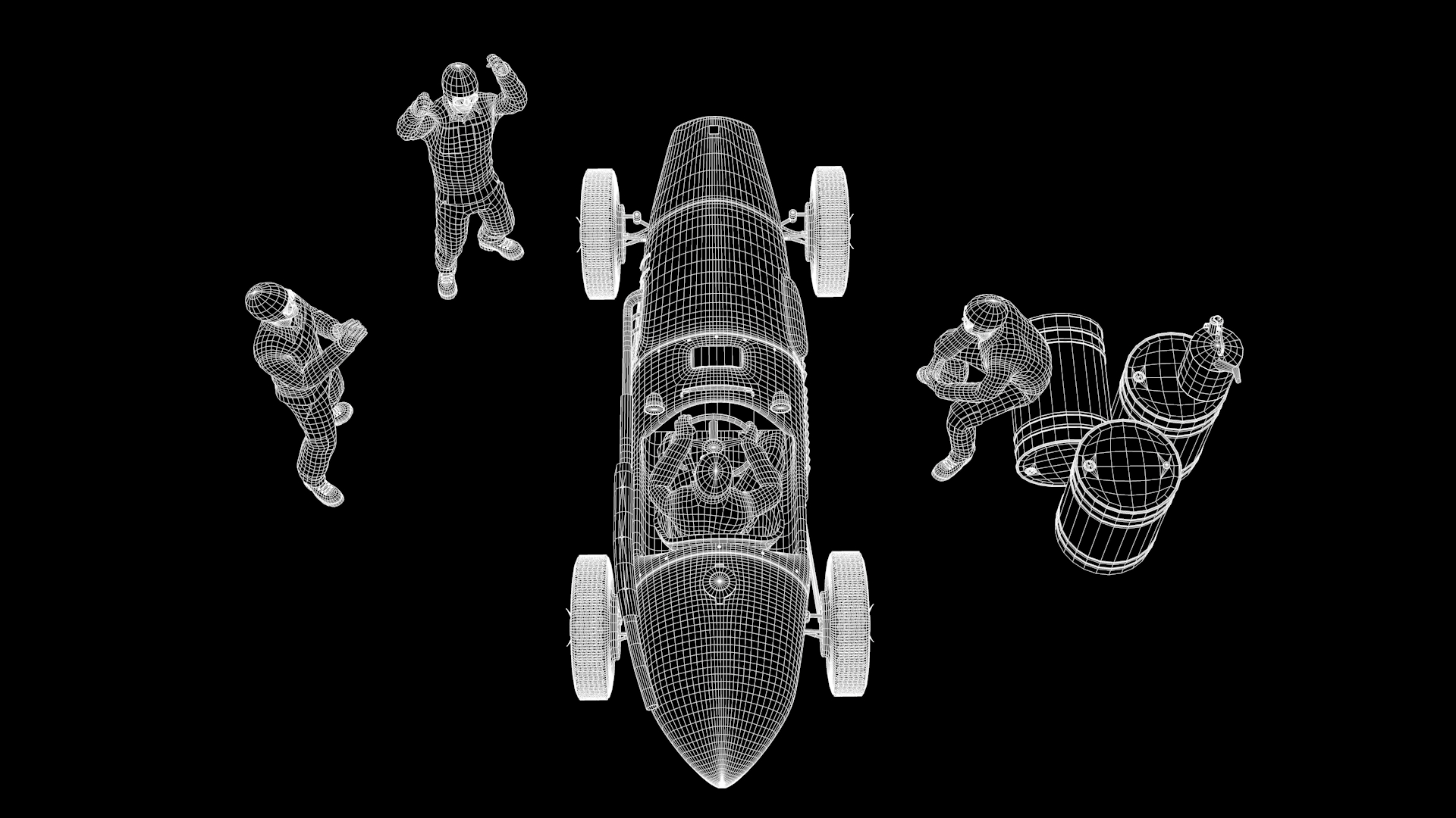 Ferrari 500 F2 1952 and Team em Cinema 4d Standard imagem