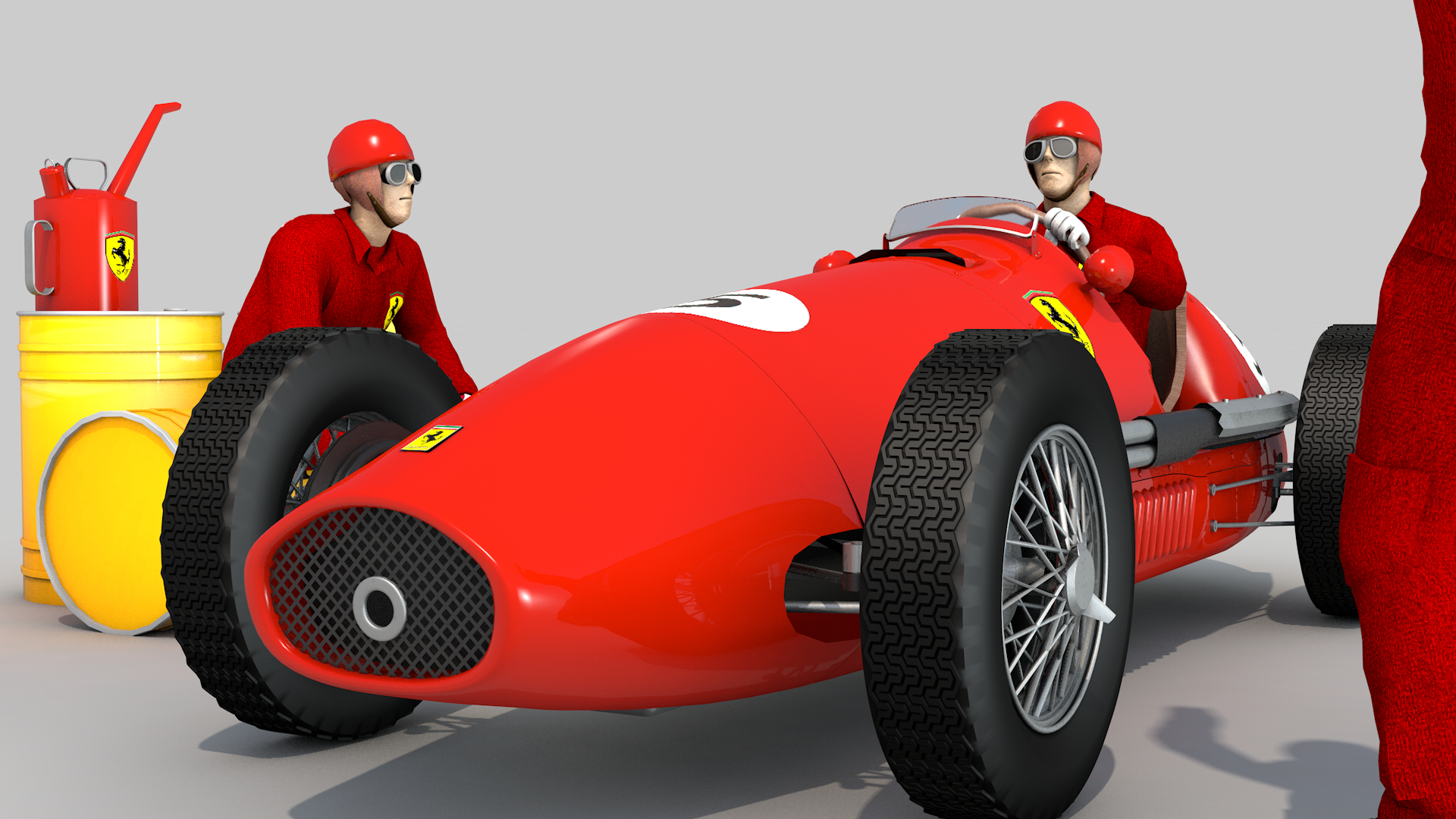 Ferrari 500 F2 1952 and Team em Cinema 4d Standard imagem