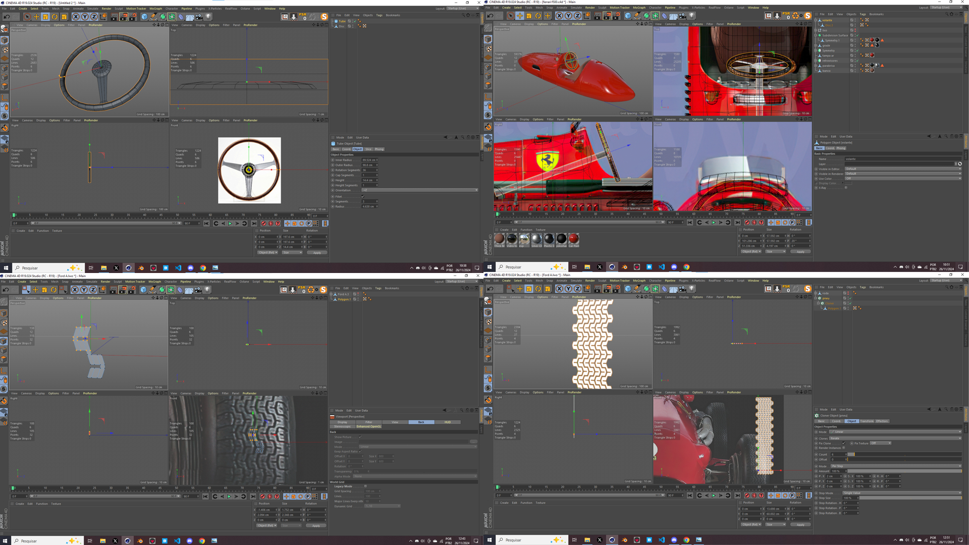 Ferrari 500 F2 1952 and Team em Cinema 4d Standard imagem