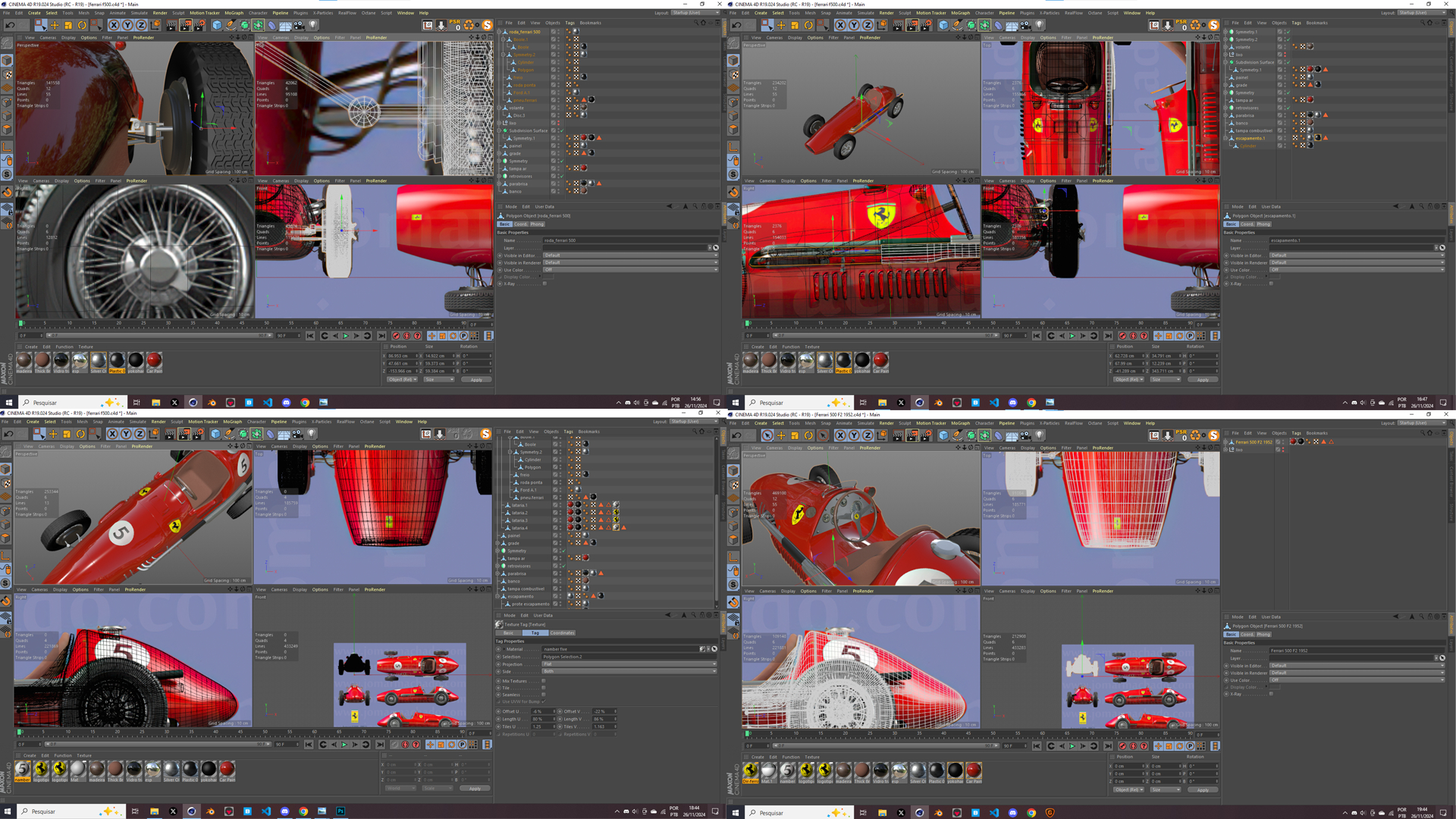Ferrari 500 F2 1952 and Team em Cinema 4d Standard imagem