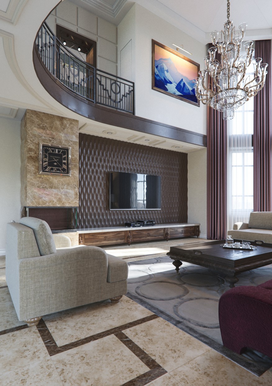Приватний будинок | Вітальня Приватний будинок | Вітальня в 3d max corona render зображення