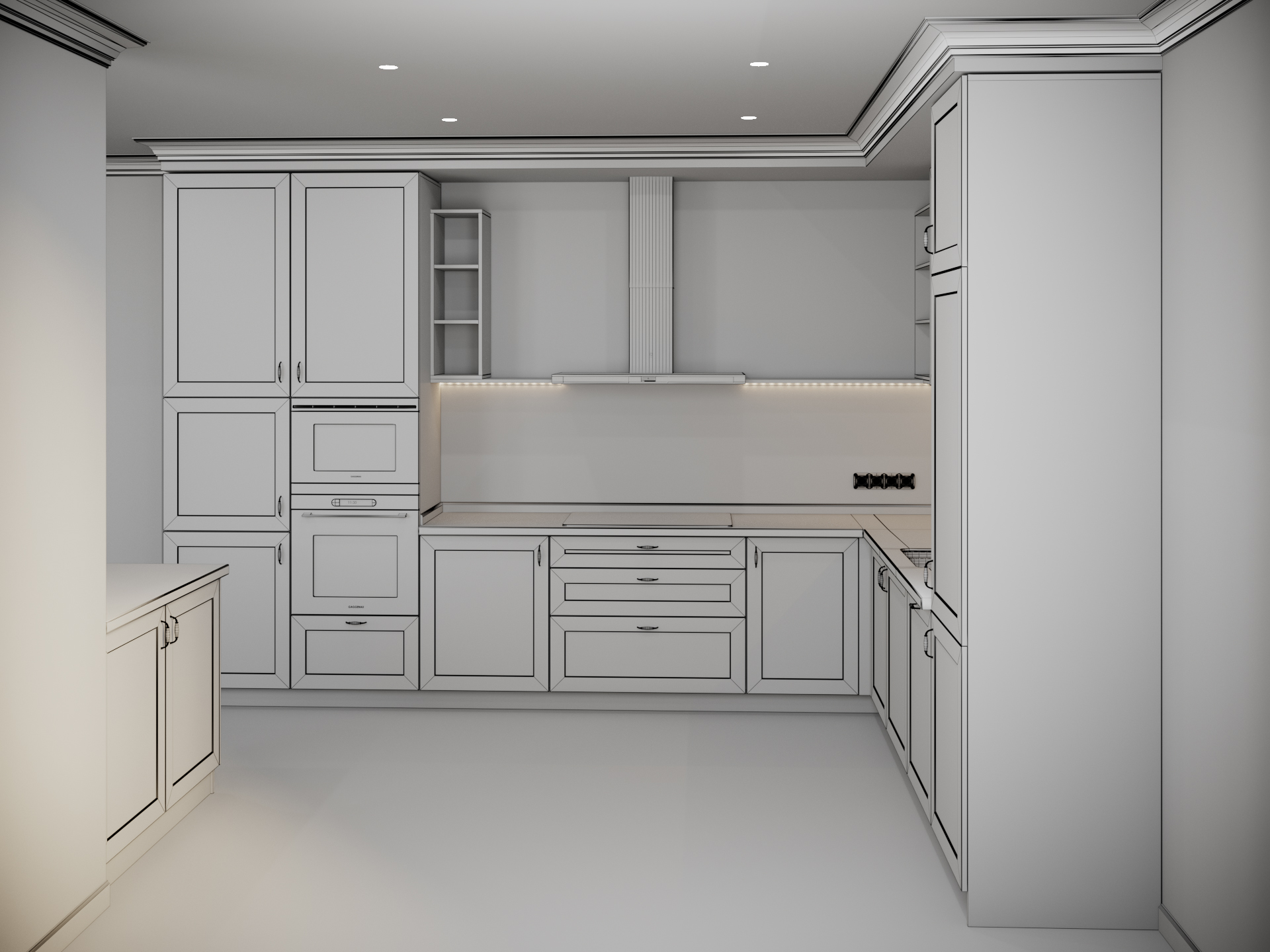 Cozinha em 3d max corona render imagem