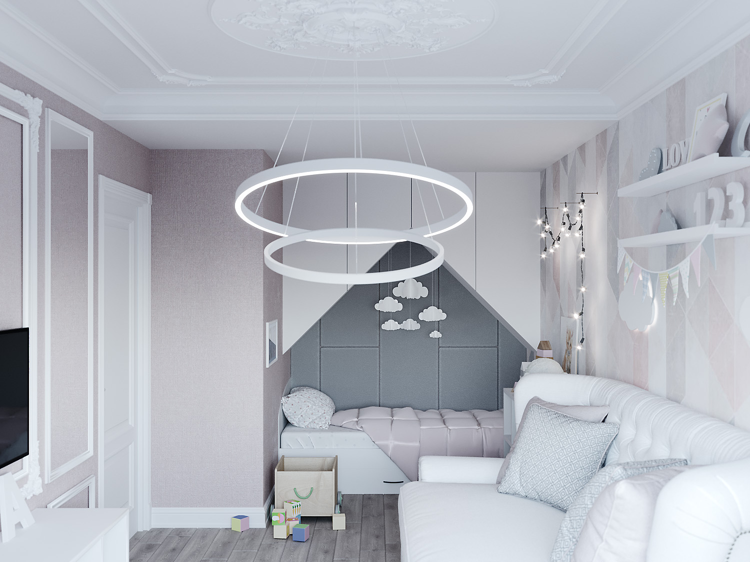 Children's room for a little girl in 3d max corona render image