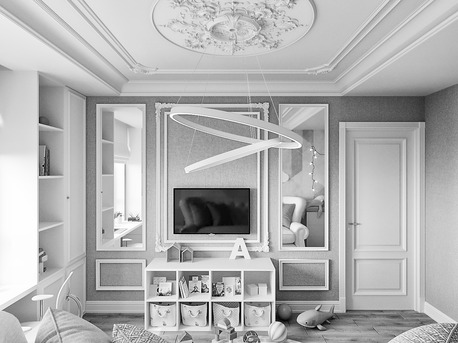 Küçük bir kız için çocuk odası in 3d max corona render resim