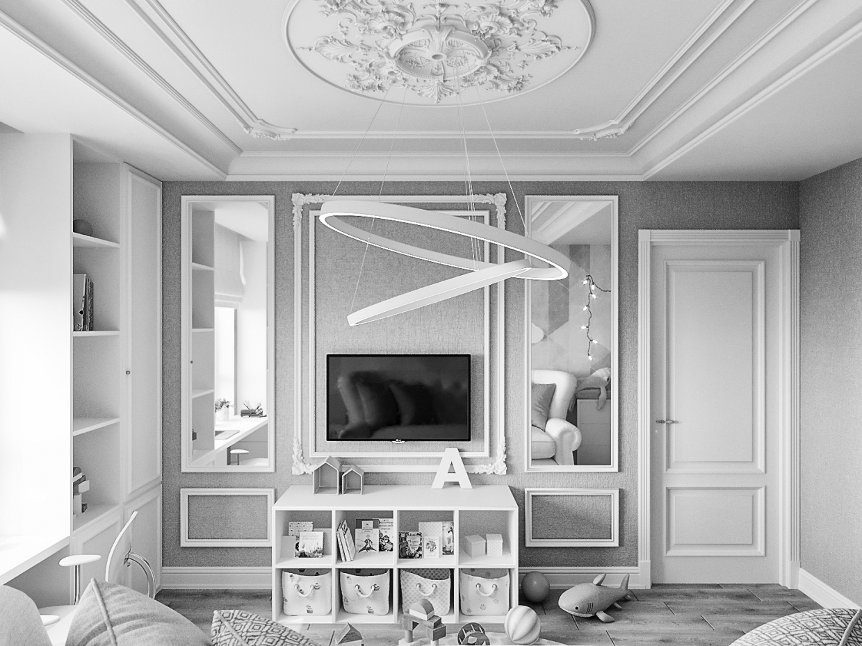 3d visualization Children's room for a little girl