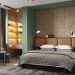Zümrüt tonlarında yatak odası in 3d max corona render resim