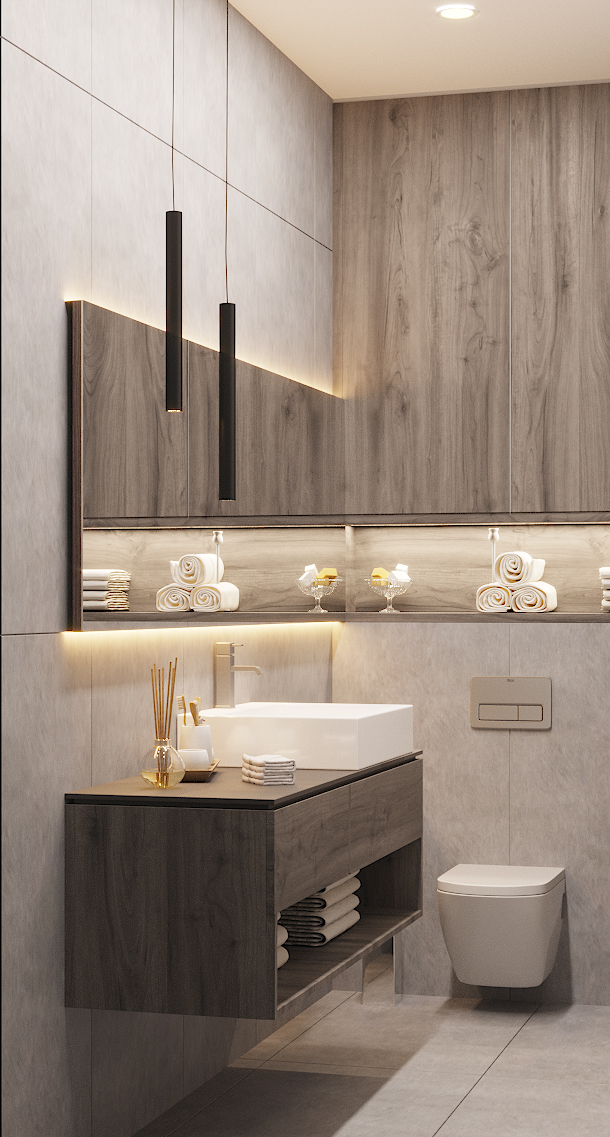 पुरुषों का बाथरूम 3d max corona render में प्रस्तुत छवि