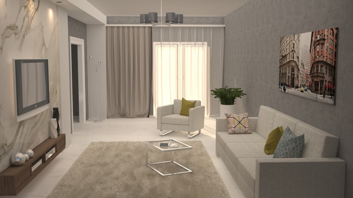 Дизайн гостинной Дизайн гостинной в 3d max vray 3.0 изображение
