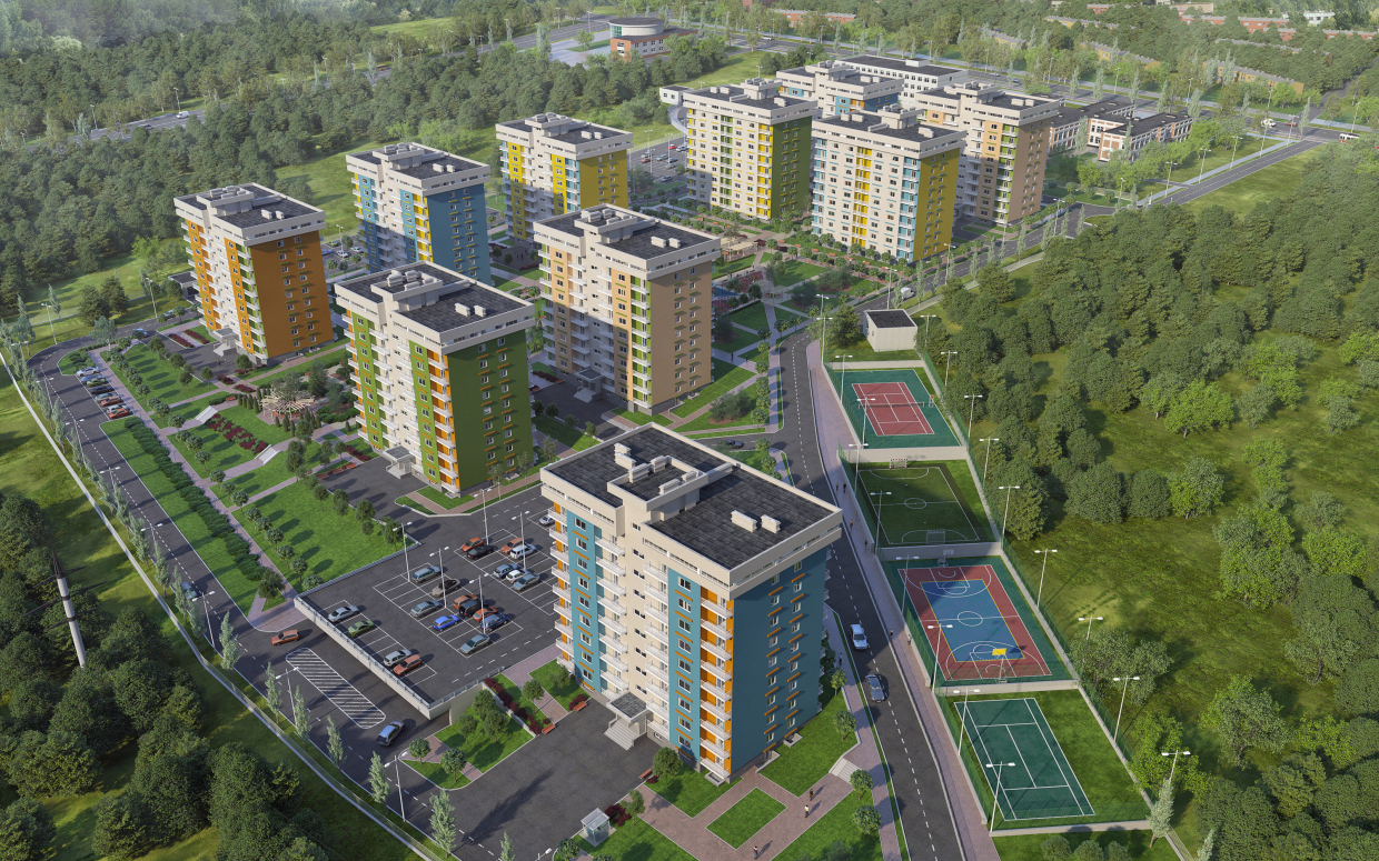 Complexo residencial "primeiro trimestre" em 3d max corona render imagem