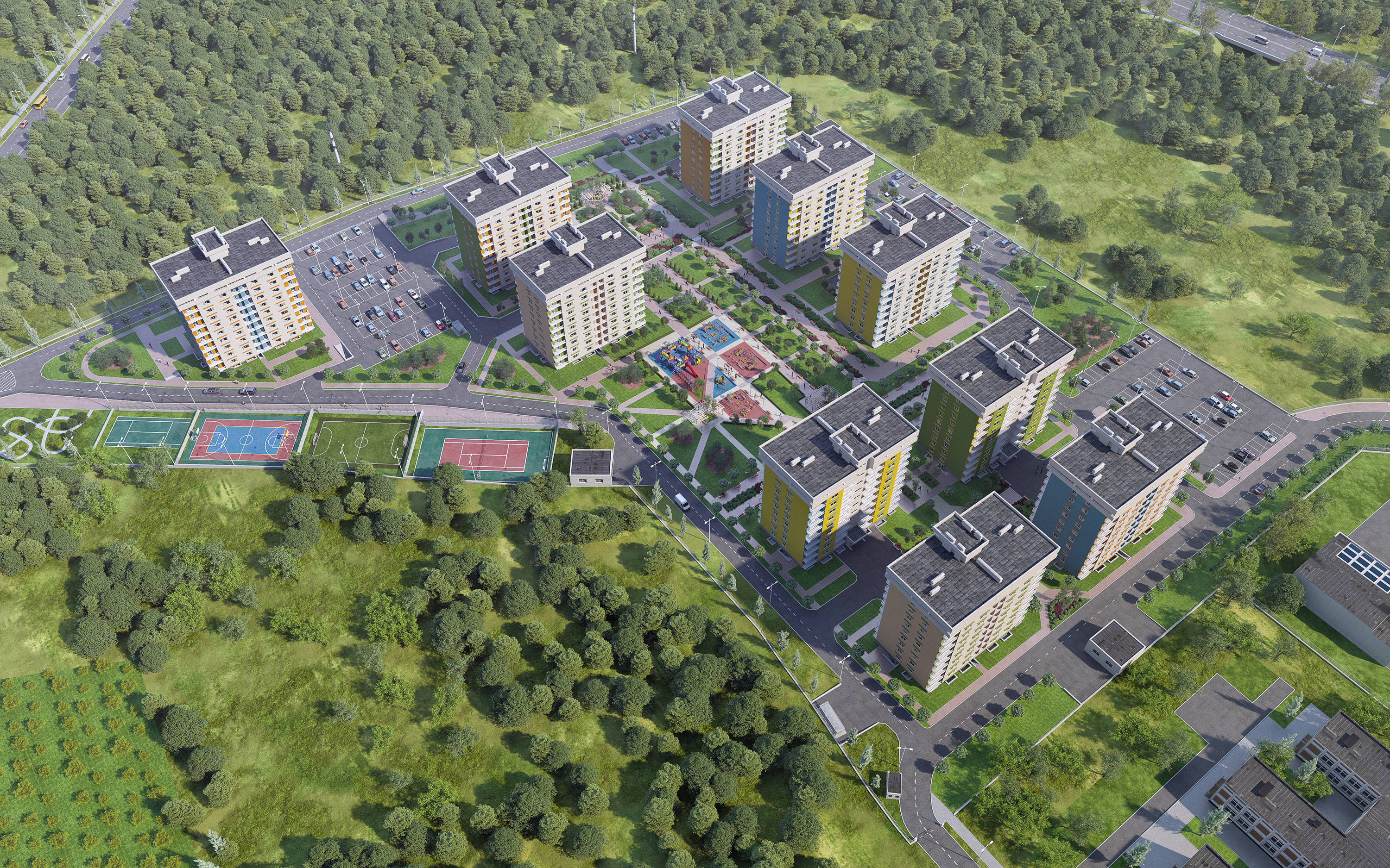 Жилой комплекс "Первый квартал" в 3d max corona render изображение