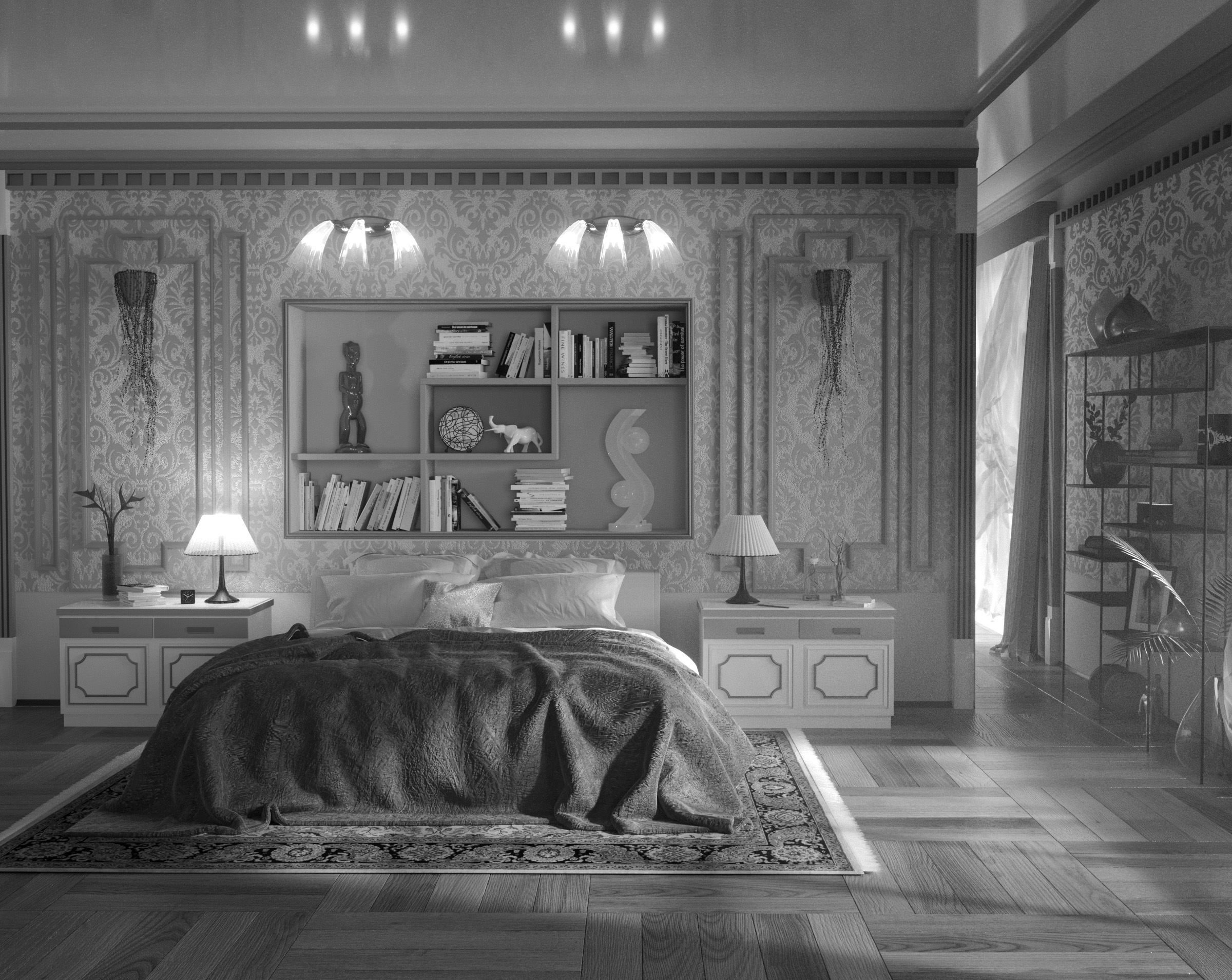 Interior Art-Deco (3D mAX, renderizador Corona, Photoshop) em 3d max corona render imagem