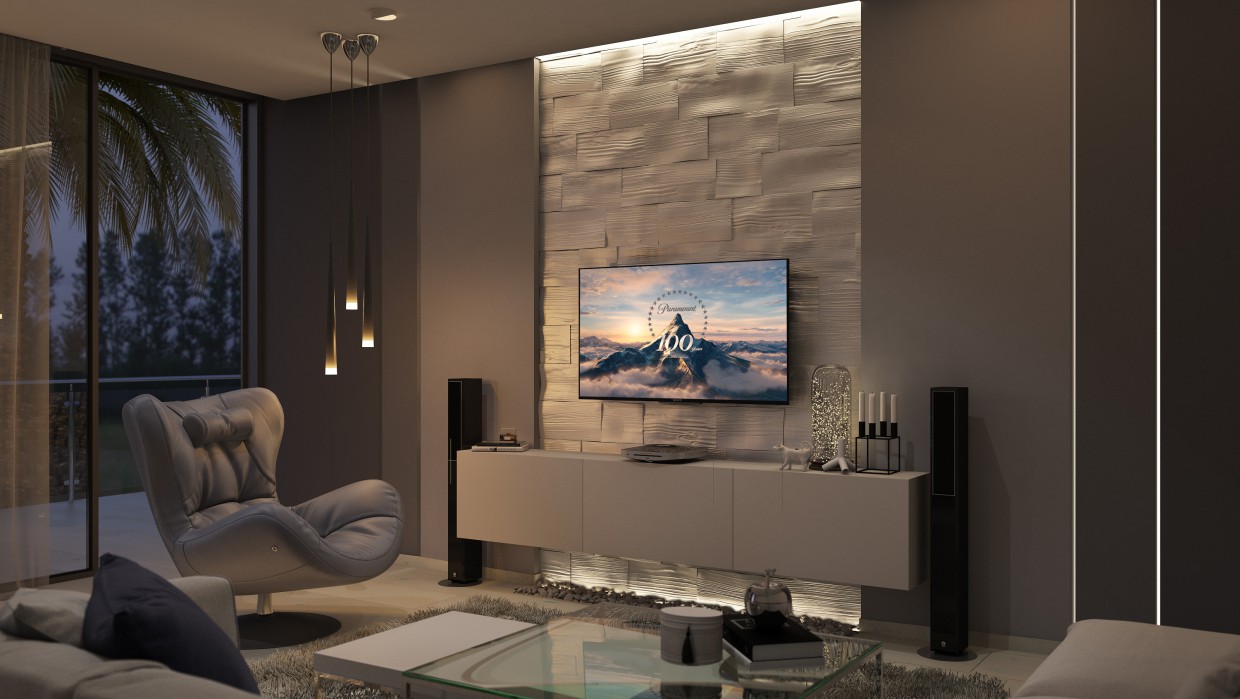 imagen de Sala de estar en el color de lavanda en 3d max vray 3.0