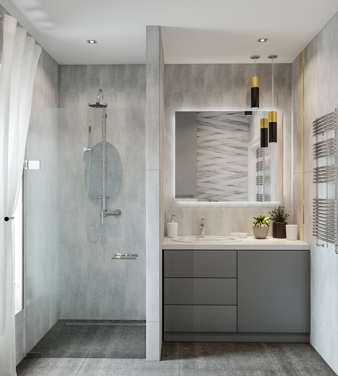 Bright bathroom in 3d max corona render image