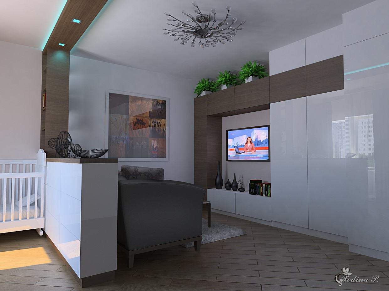 Studio apartment. Living room. 2 in 3d max vray image