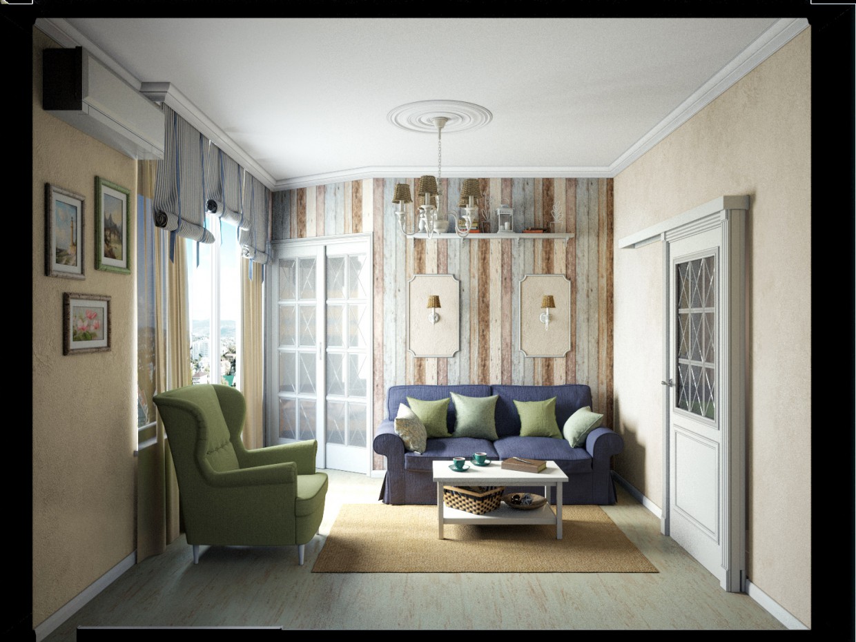 imagen de Guardería y sala de estar en 3d max corona render