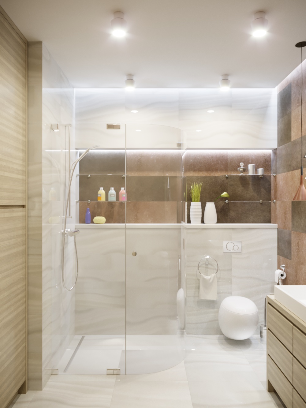 Salle de douche et dressing dans 3d max corona render image