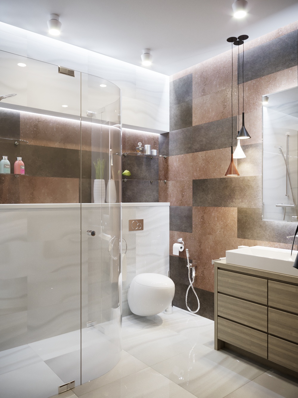 स्नान और ड्रेसिंग रूम 3d max corona render में प्रस्तुत छवि