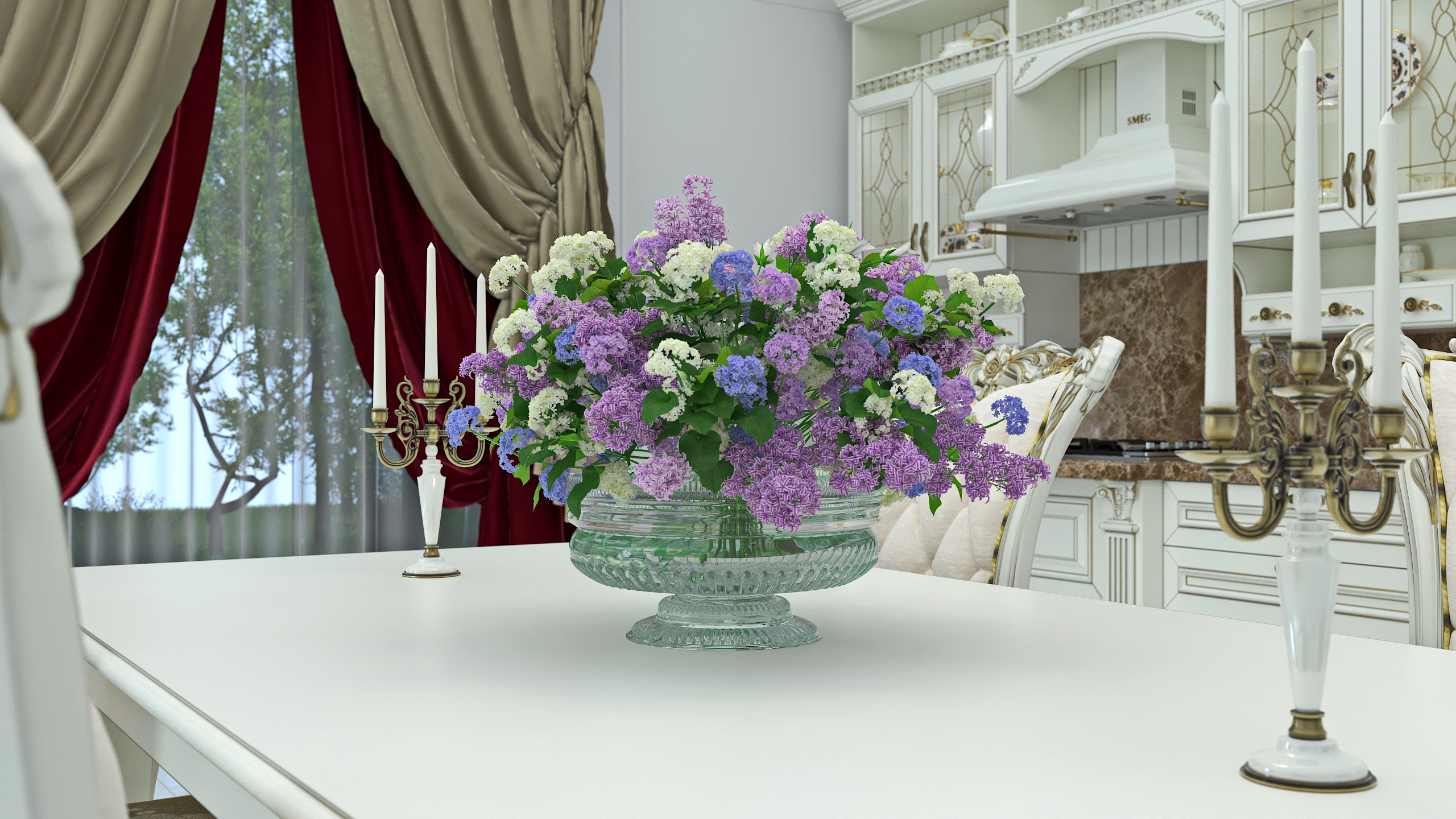 The kitchen in classical style in SolidWorks vray 3.0 image