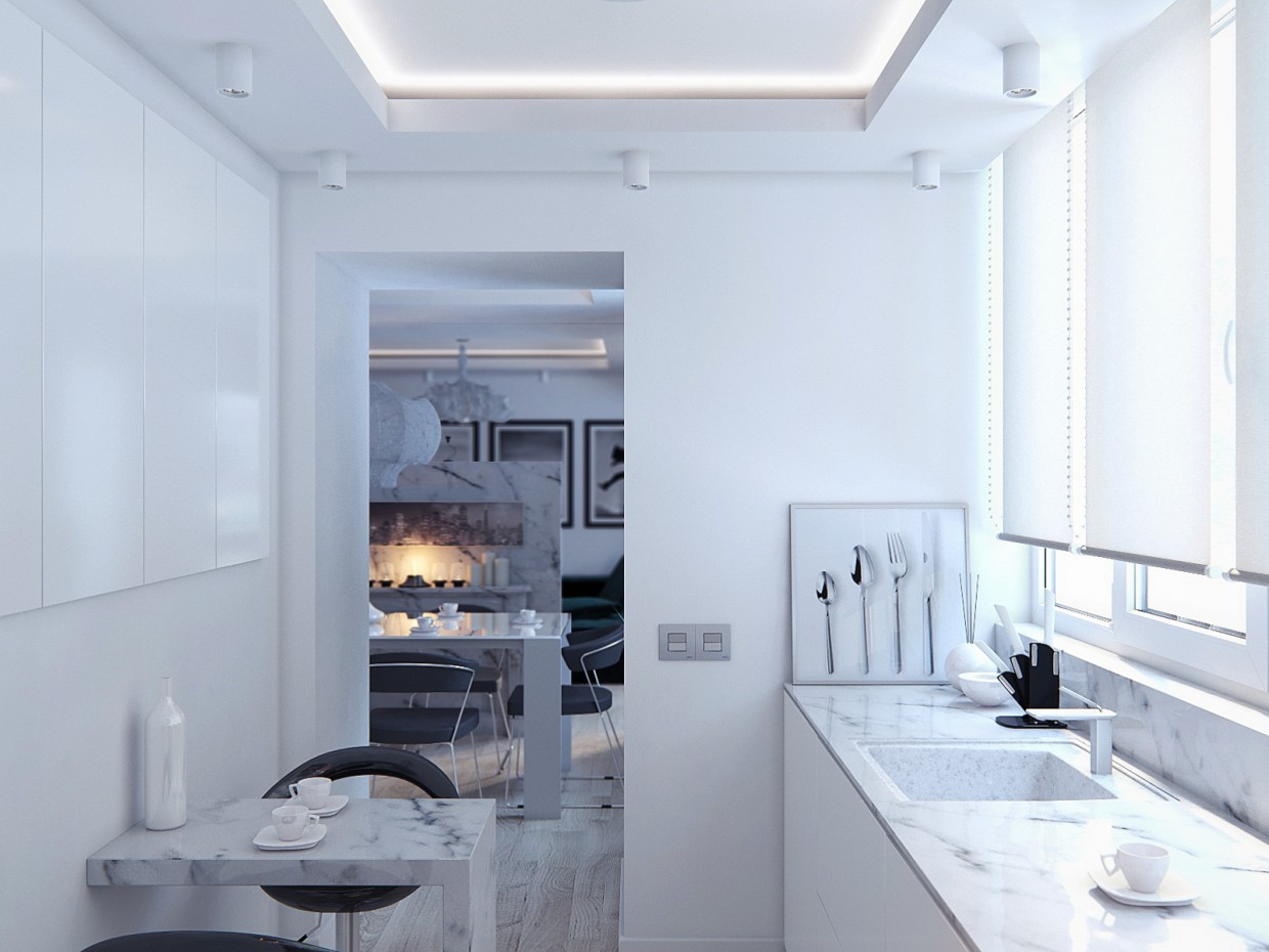 Pequeña cocina para una familia joven imagen de Pequeña cocina para una familia joven en 3d max corona render