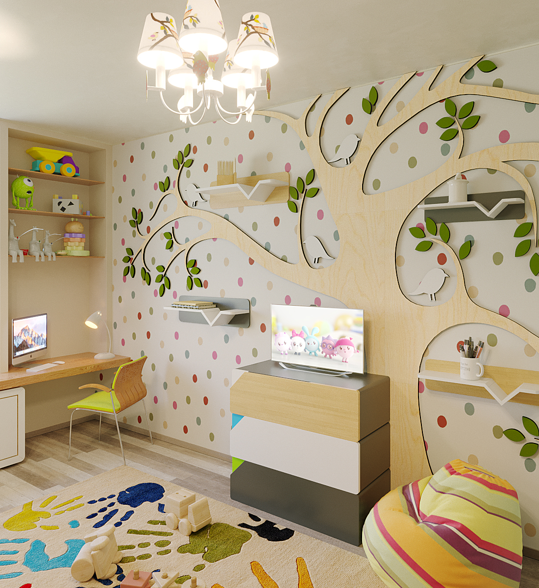 imagen de Habitacion para niños en 3d max corona render
