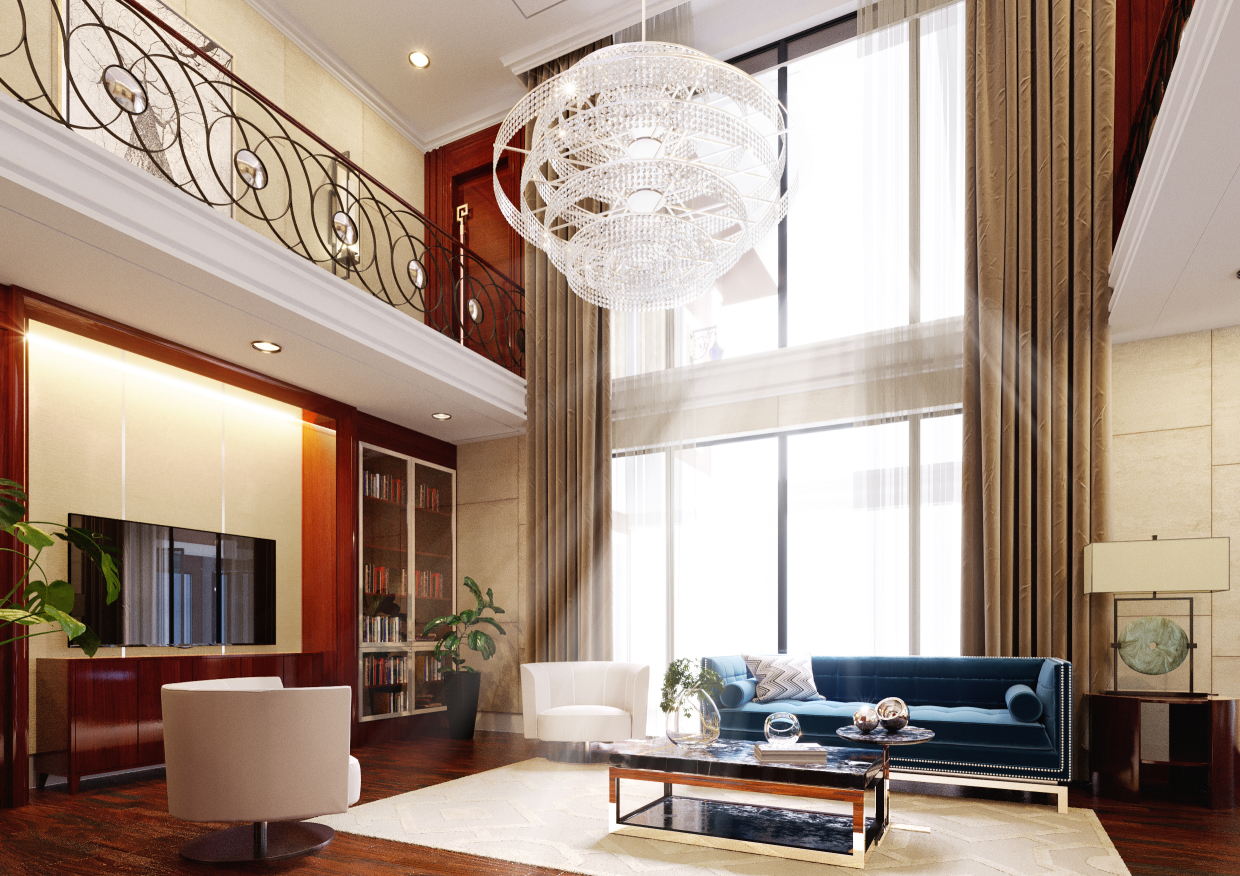 Villa Wohnzimmer in 3d max corona render Bild