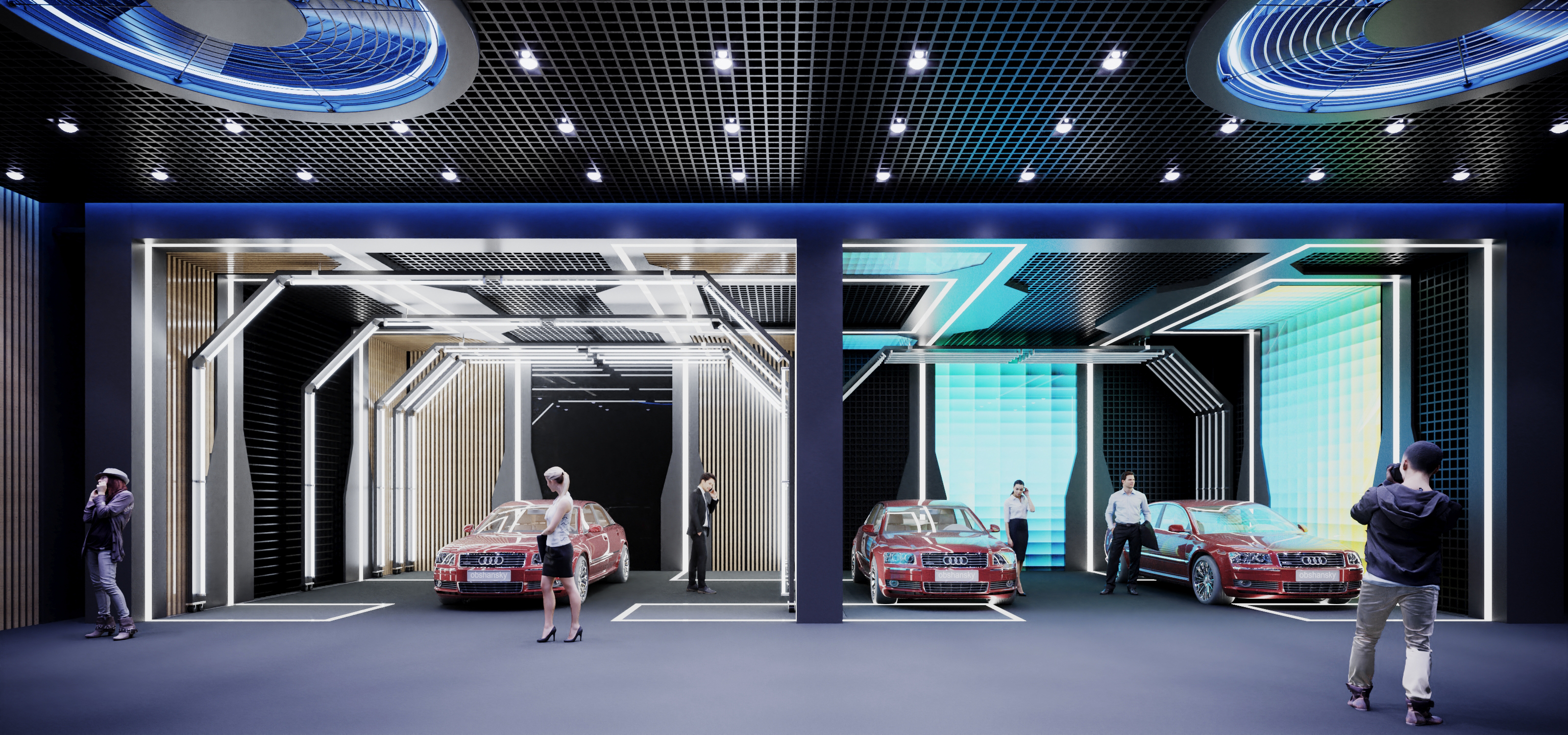 Concept ... photo studios for cars from ordinary parking in 3d max corona render image