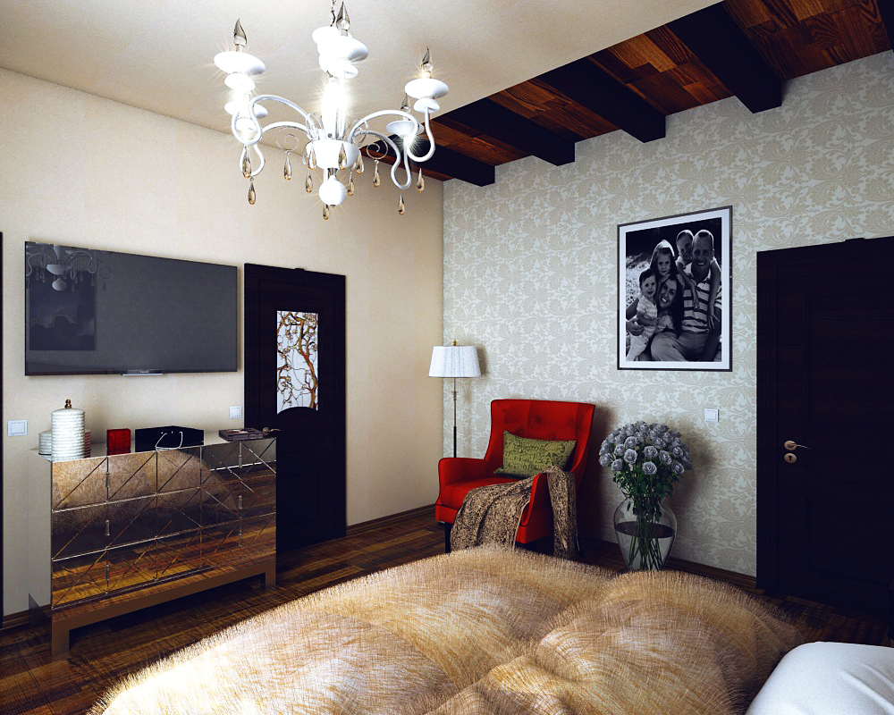 Bedroom in a country house in 3d max vray 2.0 image