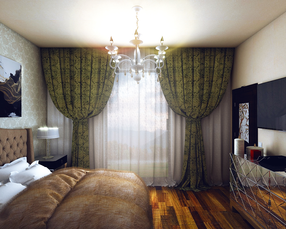 Спальня в загородном доме в 3d max vray 2.0 изображение