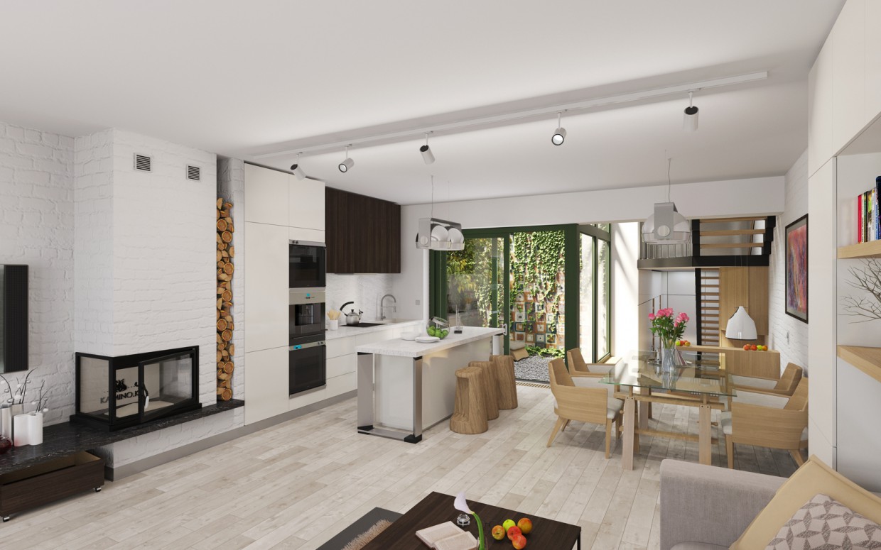 Villette a schiera. Interni. in 3d max corona render immagine