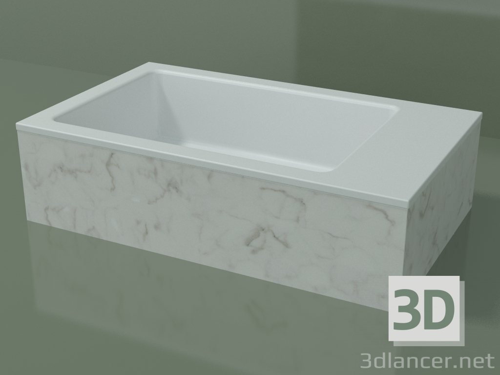 modello 3D Lavabo da appoggio (01R131102, Carrara M01, L 60, P 36, H 16 cm) - anteprima