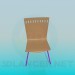 Modelo 3d Cadeira com assento e encosto de madeira sólido - preview