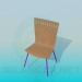 3D Modell Stuhl mit massivem Holz Rückenlehne und Sitzfläche - Vorschau
