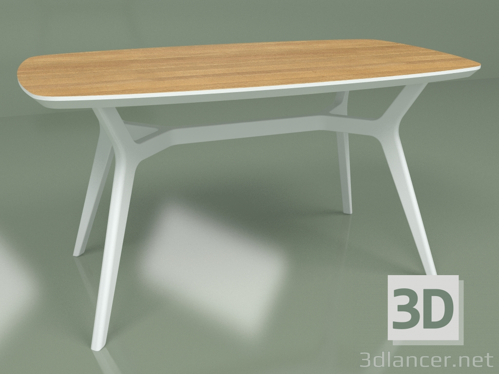 modello 3D Tavolo da pranzo Johann Oak (bianco, 1400x800) - anteprima