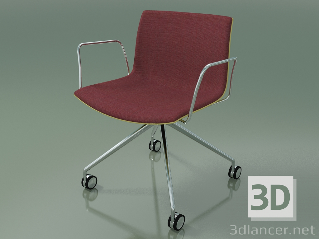 Modelo 3d Cadeira 2057 (4 rodízios, com braços, LU1, com guarnição frontal, em polipropileno PO00415) - preview