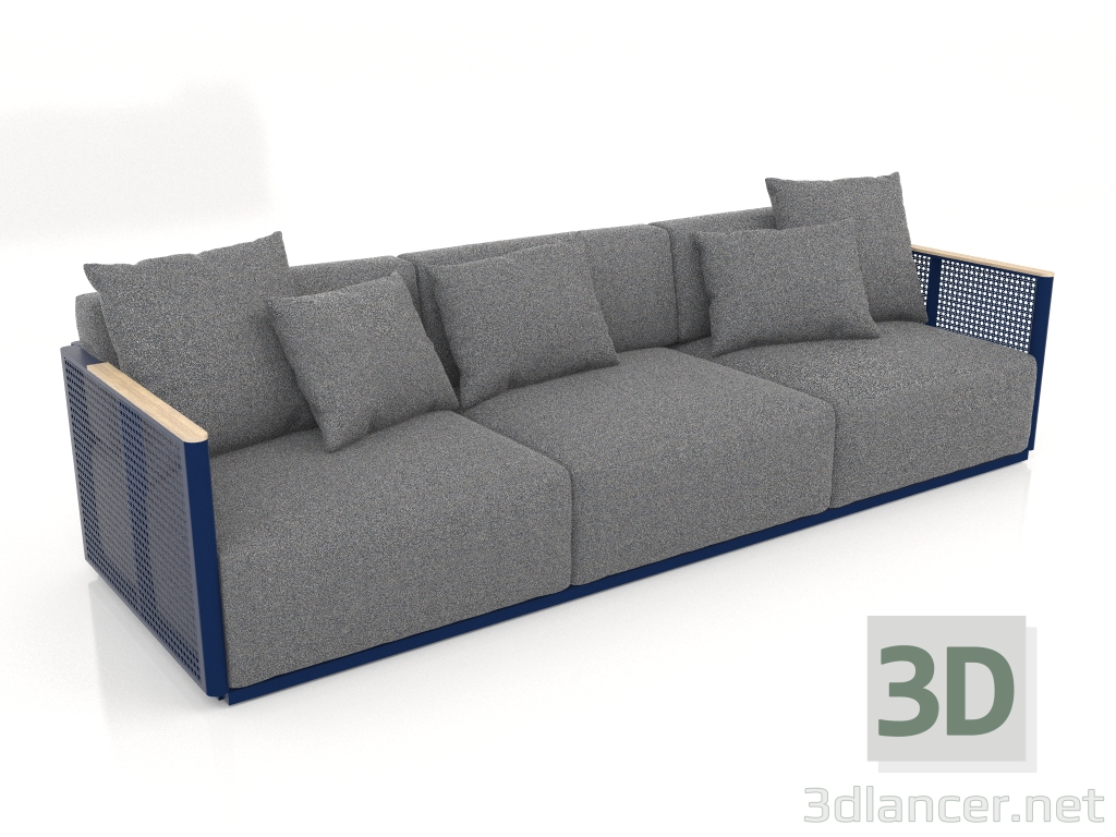 modello 3D Divano 3 posti (Blu notte) - anteprima