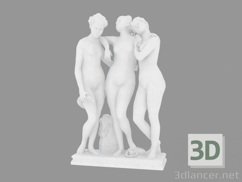 3d модель Мраморная скульптура The Three Graces (1) – превью