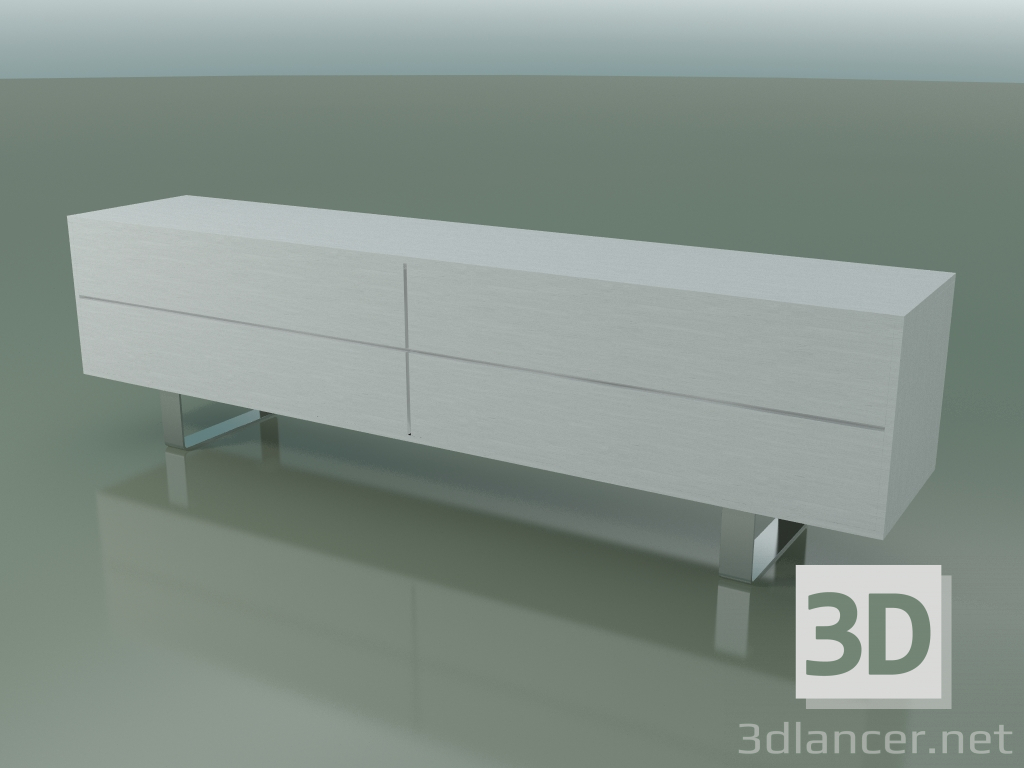 3D Modell Kommode mit 4 Schubladen (64, gebürstete Stahlfüße, glänzend weiß) - Vorschau