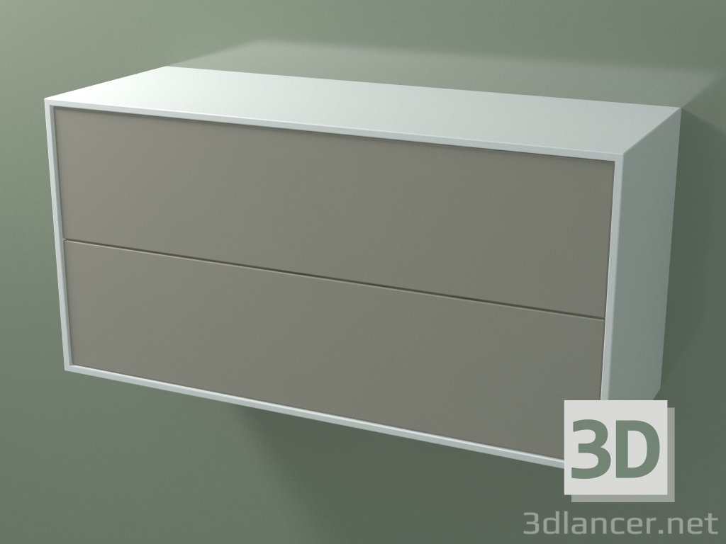 modèle 3D Tiroir double (8AUDCA01, Glacier White C01, HPL P04, L 96, P 36, H 48 cm) - preview