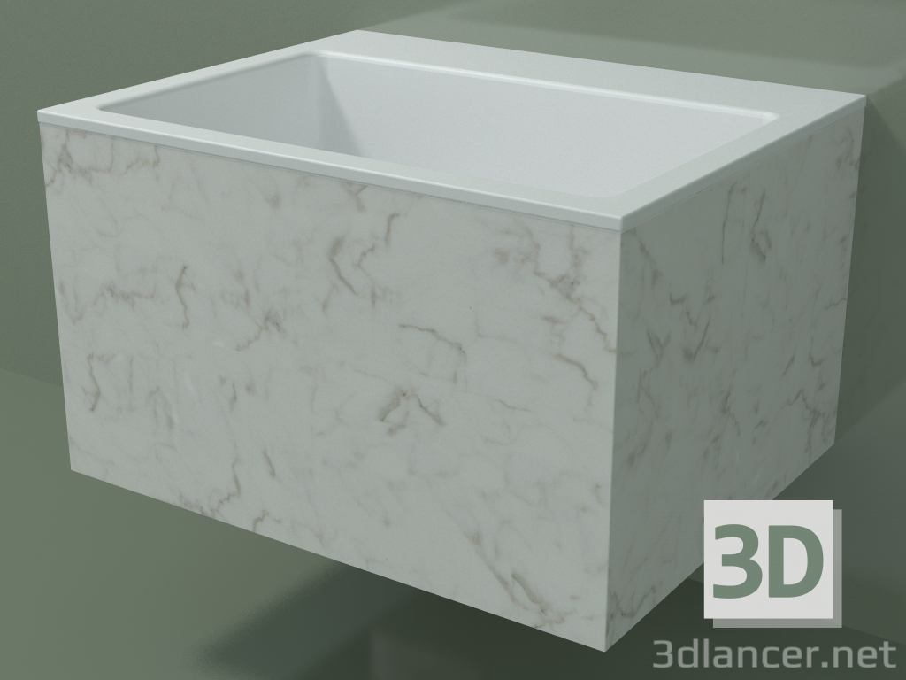 modello 3D Lavabo sospeso (02R132302, Carrara M01, L 60, P 48, H 36 cm) - anteprima