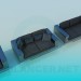 modello 3D Divano, divano e poltrona set - anteprima