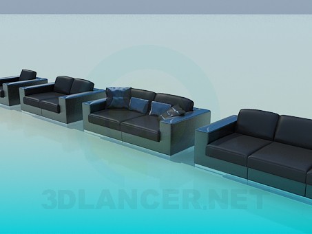 3d модель Диван, софа и кресла в комплекте – превью 3d модель Диван, софа и кресла в комплекте – превью