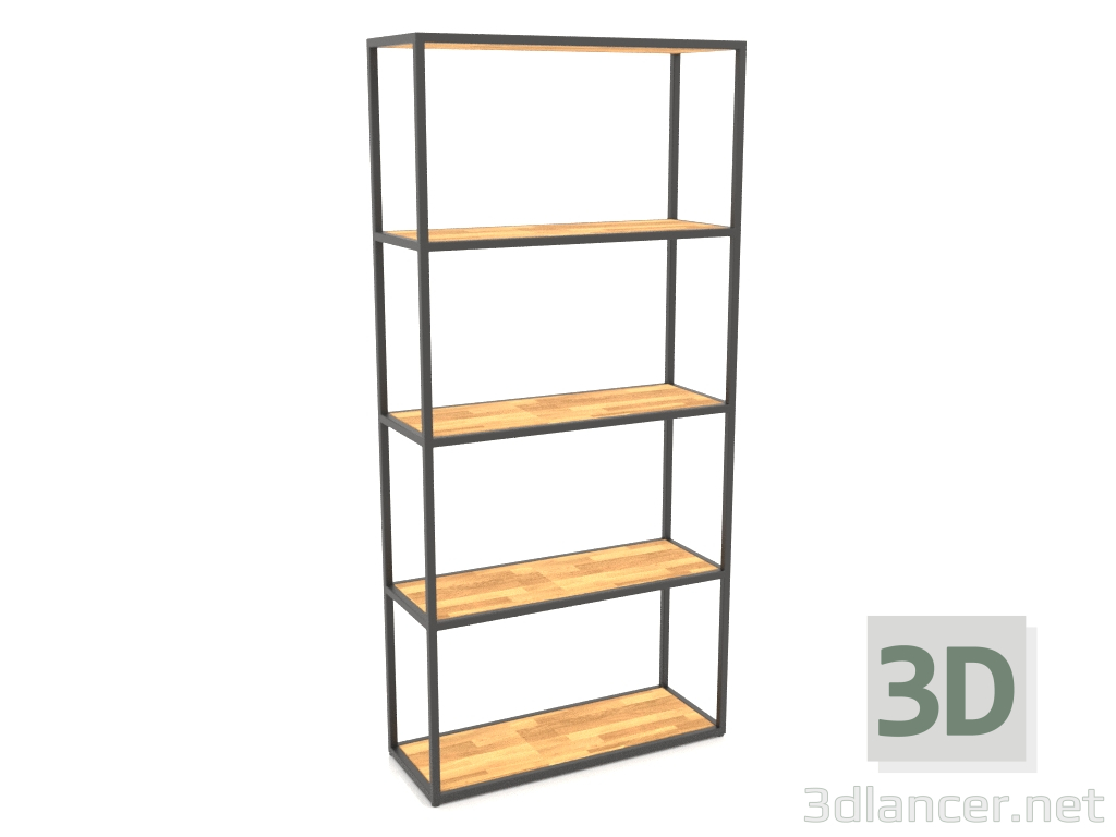 modello 3D Scaffale rettangolare grande (WOOD, 80x30x170, 5 ripiani) - anteprima