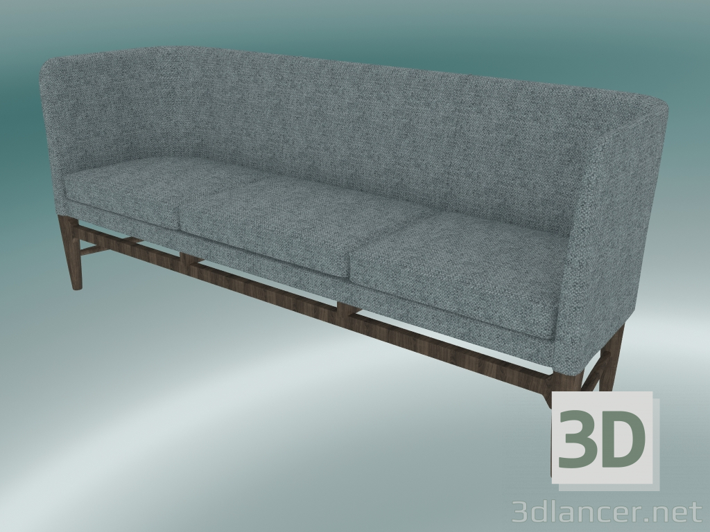 3D modeli Üçlü koltuk Belediye Başkanı (AJ5, H 82cm, 62x200cm, Füme yağlı meşe, Hallingdal - 130) - önizleme