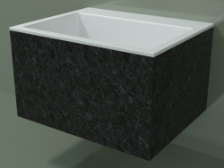 Wall-mounted washbasin (02R132302, Nero Assoluto M03, L 60, P 48, H 36 cm)