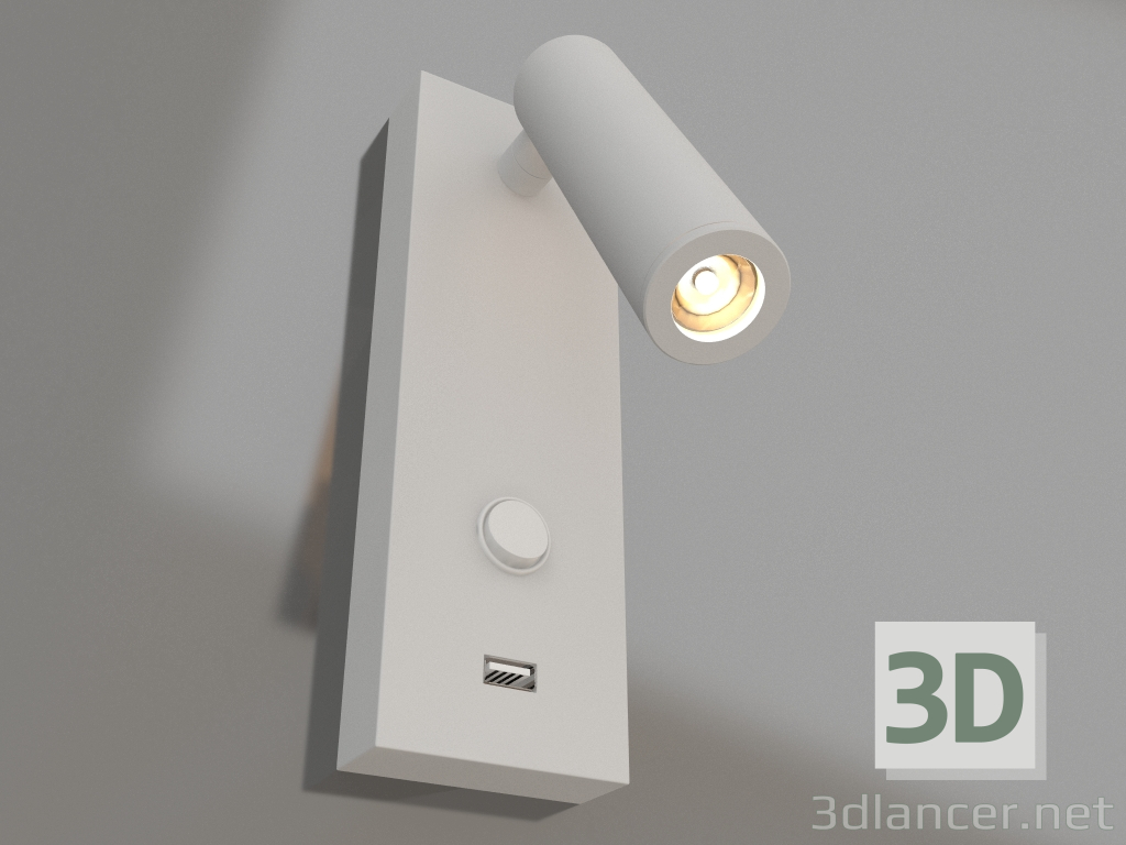 3D Modell Lampe SP-BED-CHARGE-S60x125-3W Warm3000 (WH, 20 Grad, 230V) - Vorschau