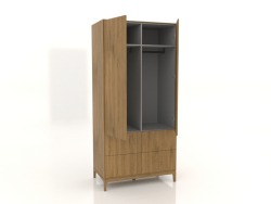 Guarda-roupa FARGO 1050x600x2200 mm (carvalho natural, 2 portas, 4 gavetas, aberto)