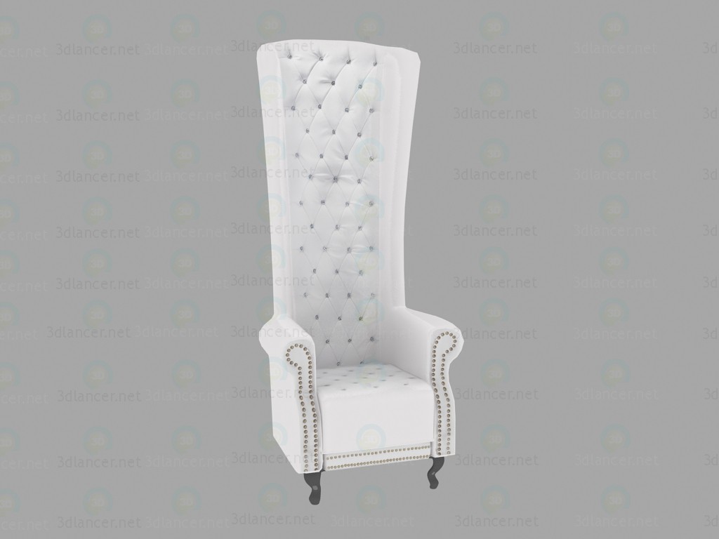 modèle 3D Chaise Queen blanc - preview