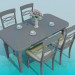 3d model Dining table and chairs - preview