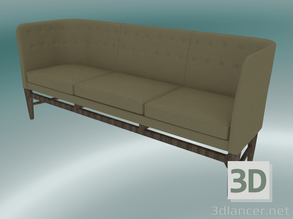 modèle 3D Canapé Triple Mayor (AJ5, H 82cm, 62x200cm, Chêne huilé fumé, Hallingdal - 224) - preview