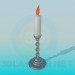 3d модель Палаюча свічка в свічнику – превью